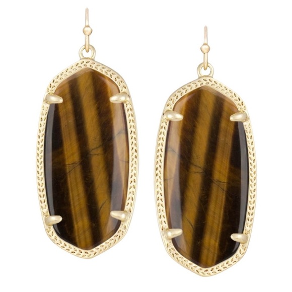 KENDRA SCOTT Tiger’s Eye and Gold Earrings - Picture 3 of 4